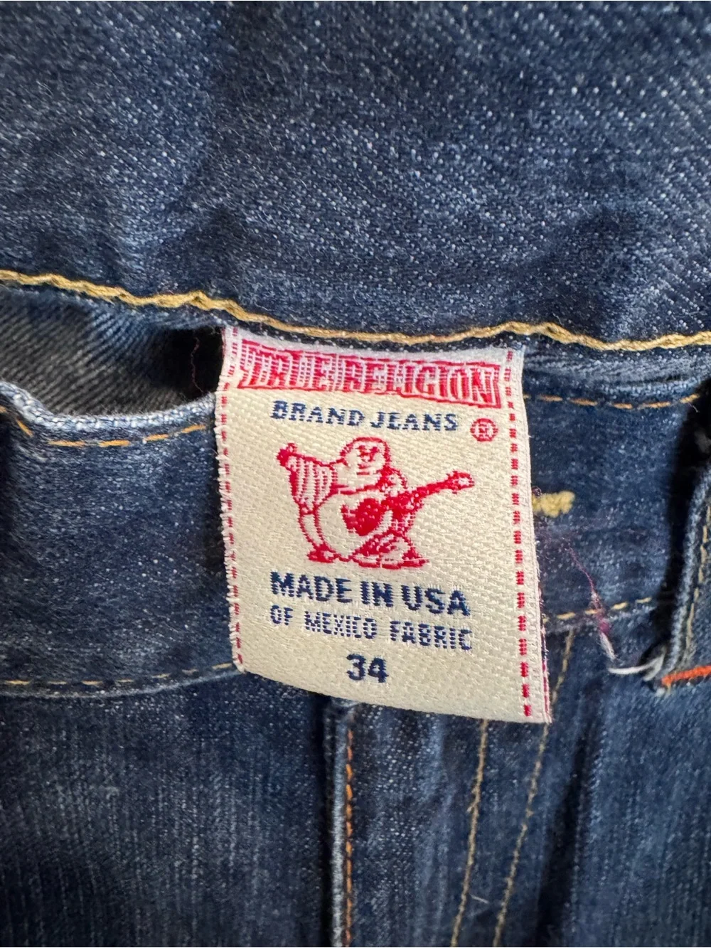 True Religion Camo Horseshoe Dark Wash Straight Leg Jeans